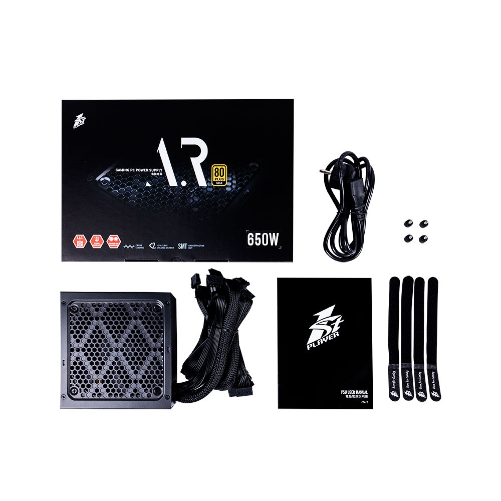 Sursa PC 1stPlayer® 650W, PS-650AR, 80 PLUS® Gold, PFC activ, negru - imagine 2