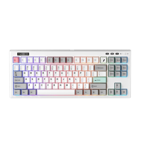 Tastatura Mecanica Gaming 1stPlayer® NEO87 Frost Wave, 88 taste Lavender Switch, Iluminare RGB, conectivitate wired, 2.4G, bluetooth