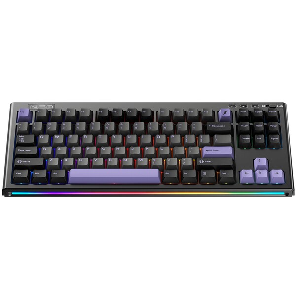 Tastatura Mecanica Gaming 1stPlayer® NEO87 Midnight Violet, 88 taste Lavender Switch, Iluminare RGB, conectivitate wired, 2.4G, bluetooth