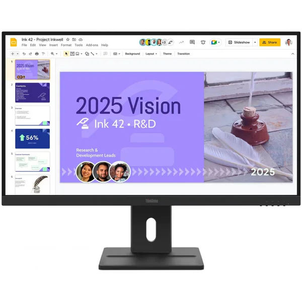 Monitor Lenovo ThinkVision E27q-40, 27″ IPS, QHD 2560×1440, 16:9, 4 ms, 350 cd/m², Raven Black