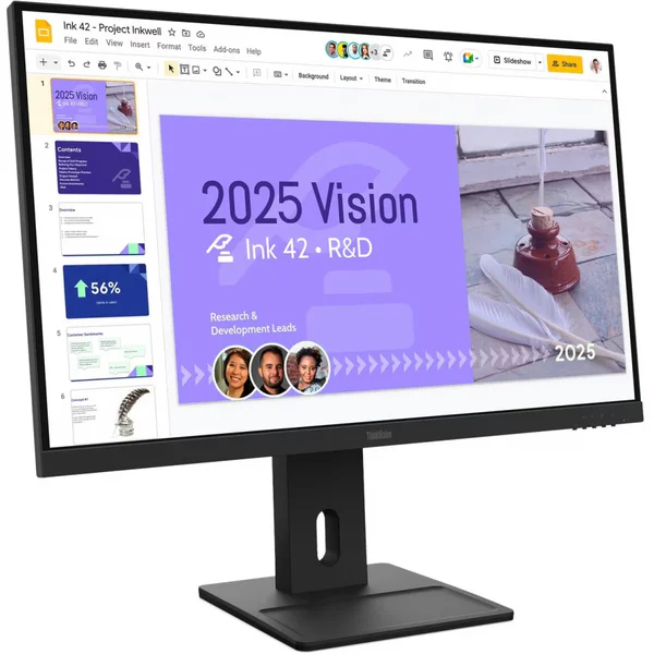 Monitor Lenovo ThinkVision E27q-40, 27″ IPS, QHD 2560×1440, 16:9, 4 ms, 350 cd/m², Raven Black