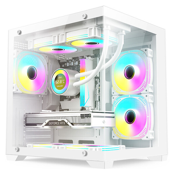 Sistem PC Gaming 1stPlayer® cu AMD Ryzen™ 7 7700 5.3 GHz, 32Mb cache, 32 GB DDR5, SSD 1 TB M.2, video GeForce® RTX™ 5060Ti 8 GB GDDR7 DLSS4, liquid cooling, WiFi, 77BV5W6TW, Windows 11 Pro