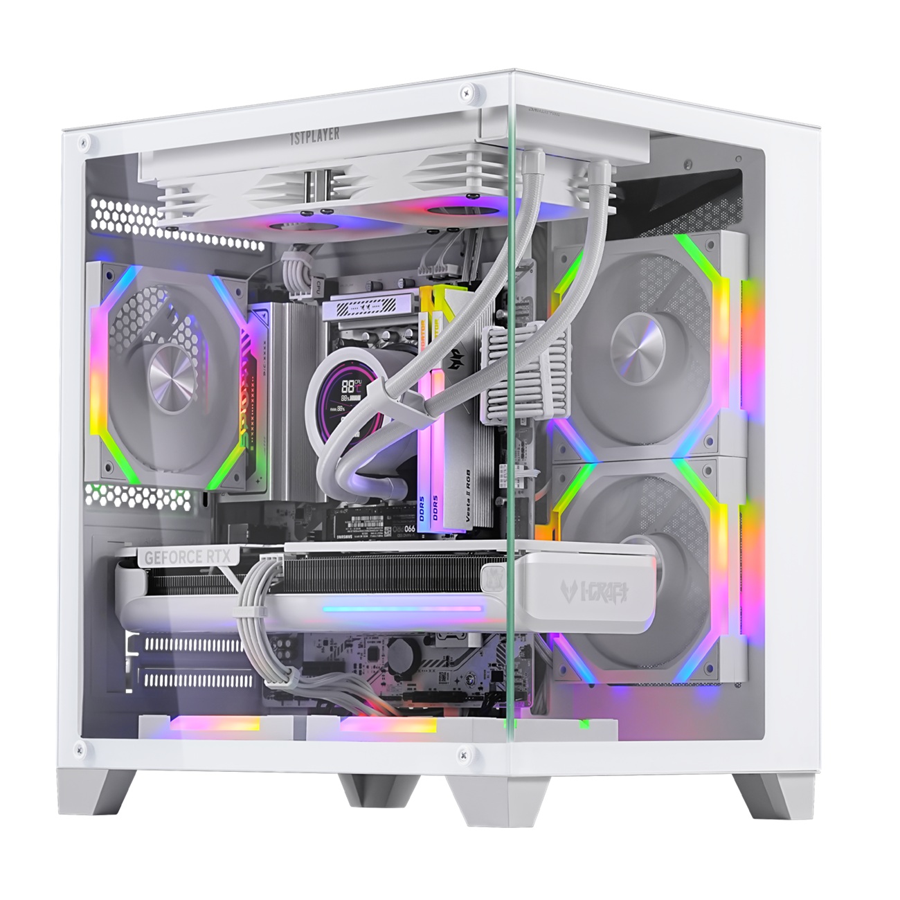 Sistem PC Gaming 1stPlayer® cu AMD Ryzen™ 7 7700 5.3 GHz, 32Mb cache, 32 GB DDR5, SSD 1 TB M.2, video GeForce® RTX™ 5060Ti 8 GB GDDR7 DLSS4, liquid cooling, WiFi, 77BV5W6TW, Windows 11 Pro - imagine 2