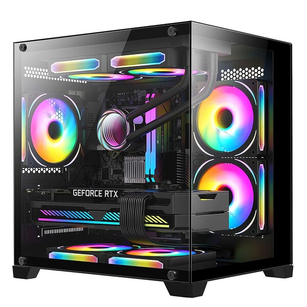 Sistem PC Gaming 1stPlayer® cu Intel® Core™ i7 12700KF Alder Lake 5.0 GHz, 32GB DDR5, SSD 1 TB M.2, GeForce® RTX™ 5060 8 GB GDDR7, liquid cooling, WiFi, MV5B756W, Windows 11 Pro