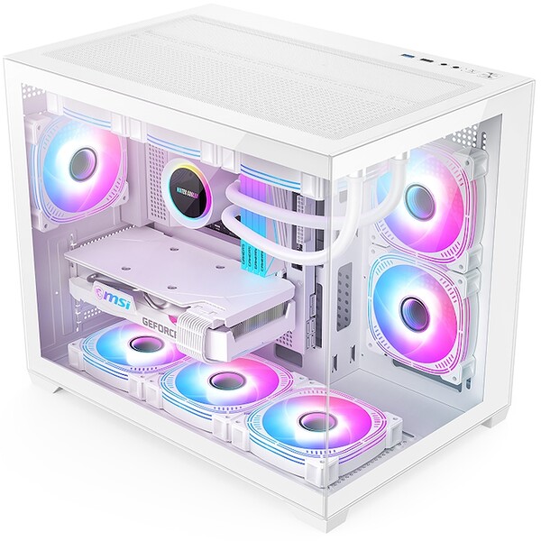 Sistem PC Gaming 1stPlayer® cu AMD Ryzen™ 7 7700 5.3 GHz, 32Mb cache, 32 GB DDR5, SSD 1 TB M.2, video GeForce® RTX™ 5060Ti 8 GB GDDR7 DLSS4, liquid cooling, WiFi, 77MV6W6TW, Windows 11 Pro