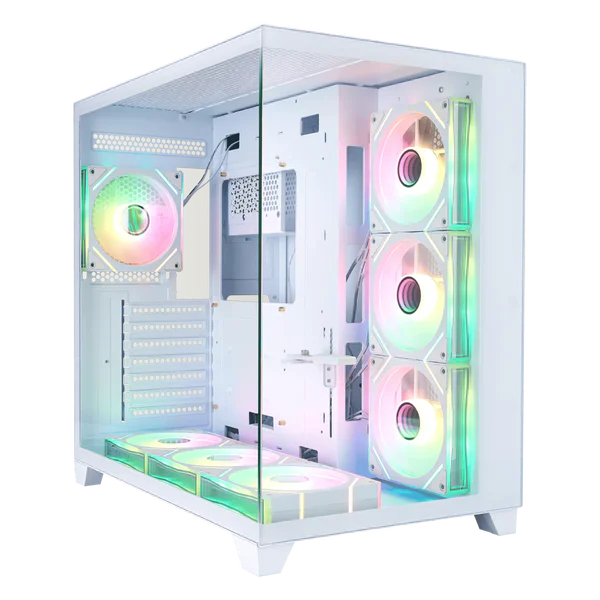 RESIGILAT: Carcasa 1stPLAYER® Gaming MV8-TP-wh, 7 ventilatoare aRGB, ATX, telecomanda, alb