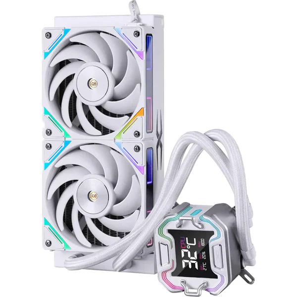 Cooler Procesor 1stPlayer® X-Starship 240E-wh, display de 2,4 inches, aRGB, compatibil AMD/Intel, alb