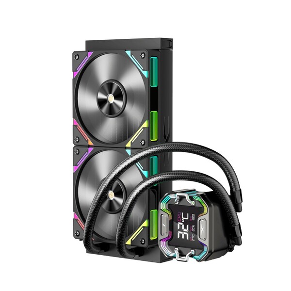 Cooler Procesor 1stPlayer® X-Starship 240E-bk, display de 2,4 inches, aRGB, compatibil AMD/Intel, negru