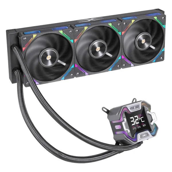 Cooler Procesor 1stPlayer® X-Starship 360E-bk, display IPS de 2,4 inches, aRGB, compatibil AMD/Intel, negru