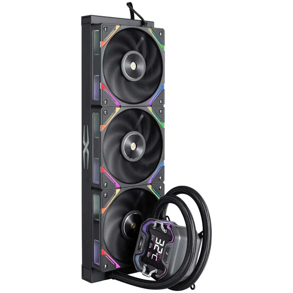 Cooler Procesor 1stPlayer® X-Starship 360E-bk, display IPS de 2,4 inches, aRGB, compatibil AMD/Intel, negru