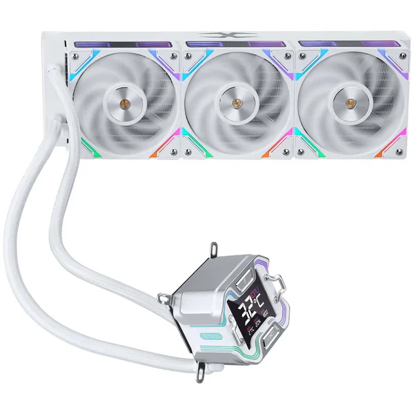 Cooler Procesor 1stPlayer® X-Starship 360E-wh, display IPS de 2,4 inches, aRGB, compatibil AMD/Intel, alb