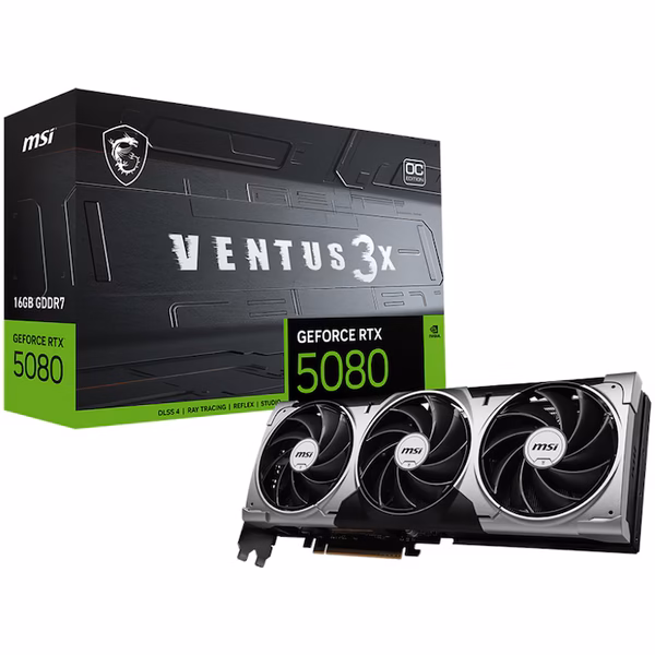 Placa video MSI GeForce RTX™ 5080 VENTUS 3X OC, 16GB GDDR7, 256-bit