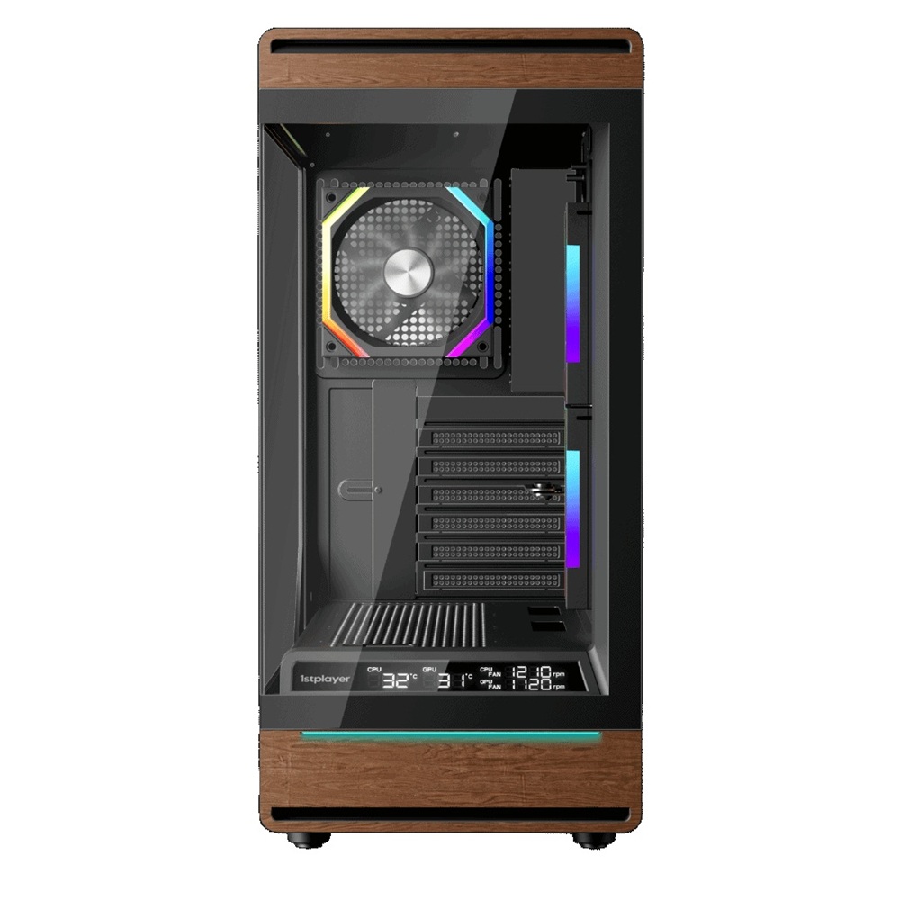 Carcasa 1stPLAYER Gaming WD8-bk, 3 ventilatoare aRGB plus PWM, ATX, display, strip LED, telecomanda, negru - imagine 4
