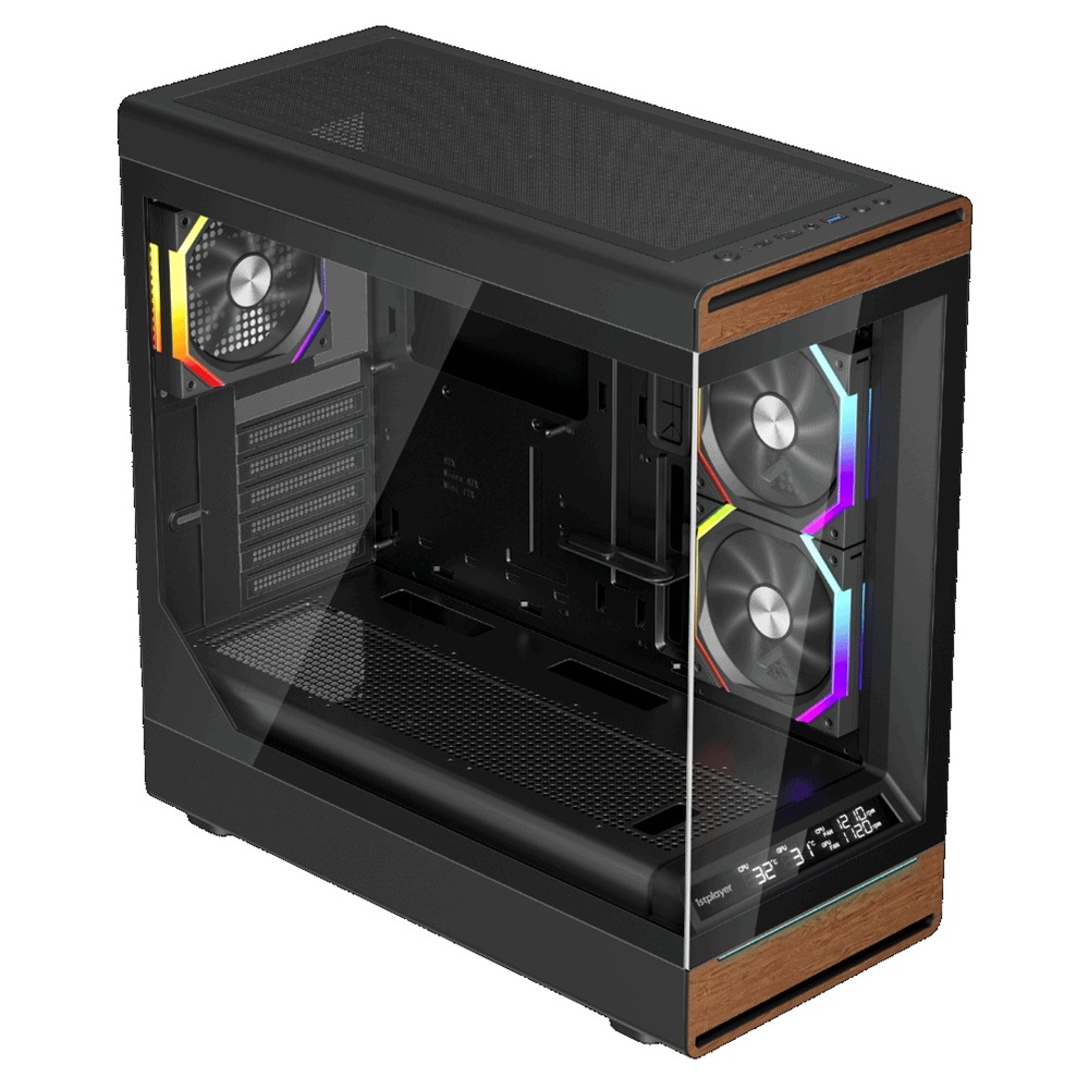 Carcasa 1stPLAYER Gaming WD8-bk, 3 ventilatoare aRGB plus PWM, ATX, display, strip LED, telecomanda, negru - imagine 3