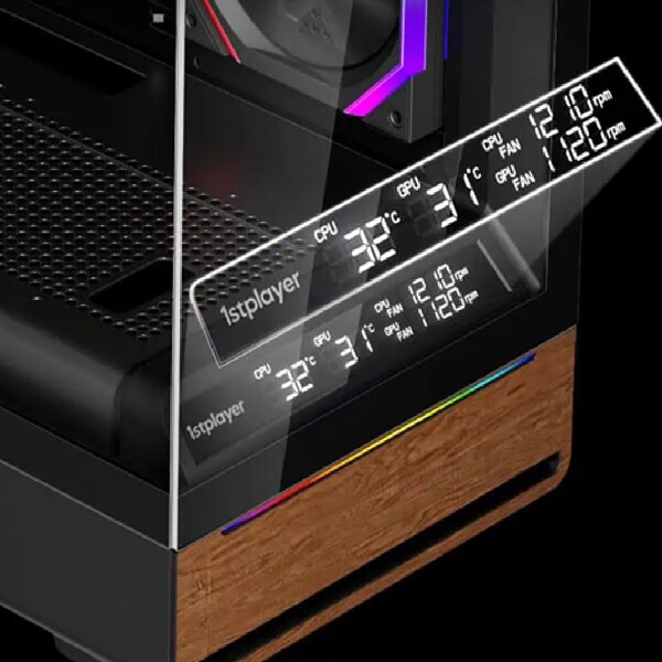 Carcasa 1stPLAYER Gaming WD8-bk, 3 ventilatoare aRGB plus PWM, ATX, display, strip LED, telecomanda, negru