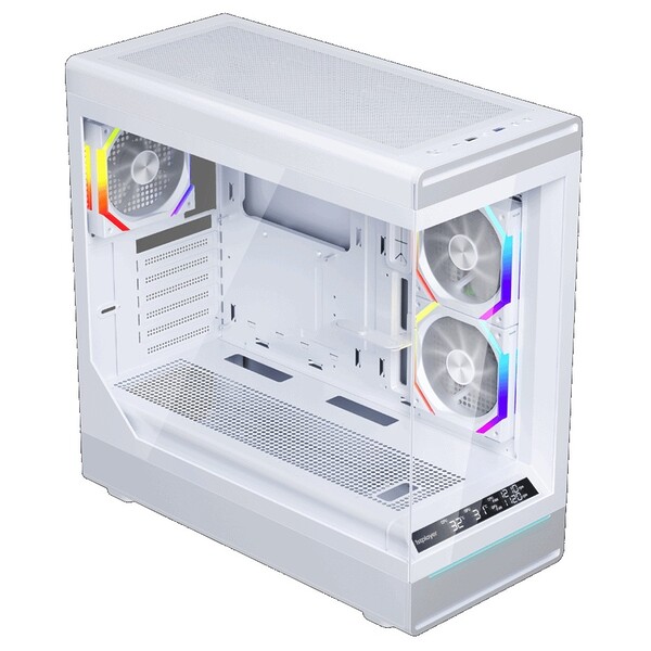 Carcasa 1stPLAYER Gaming WD8-wh, 3 ventilatoare aRGB plus PWM, ATX, display, strip LED, telecomanda, alb