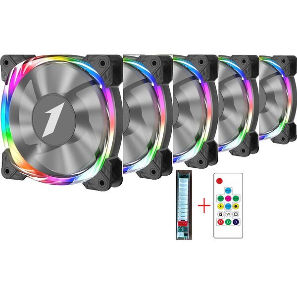 Set 5 ventilatoare 1stPlayer® M3-bk aRGB, controller si telecomanda, negru