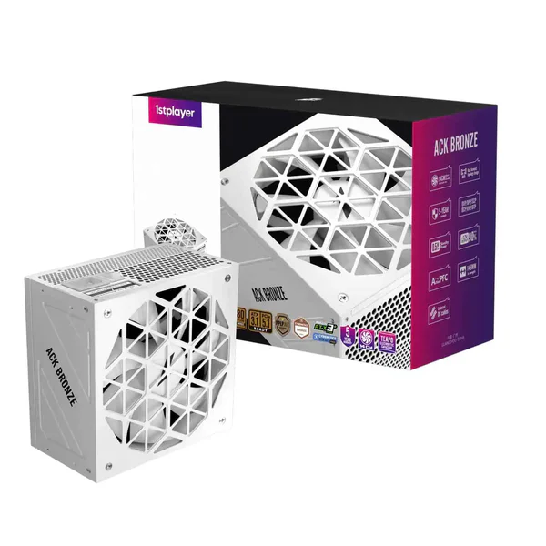 Sursa PC 1stPlayer 850W, 80 PLUS® Bronze si certificat Bronze Cybenetics, ATX 3.1, PCIe 5.1, HA-850AA2, alb