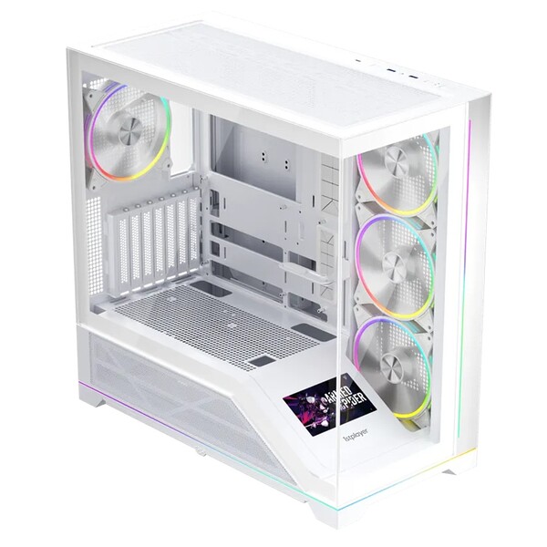 Carcasa 1stPLAYER Gaming WP9-wh, 4 ventilatoare aRGB plus PWM, display 5.5 inches, strip LED, ATX, telecomanda, alb